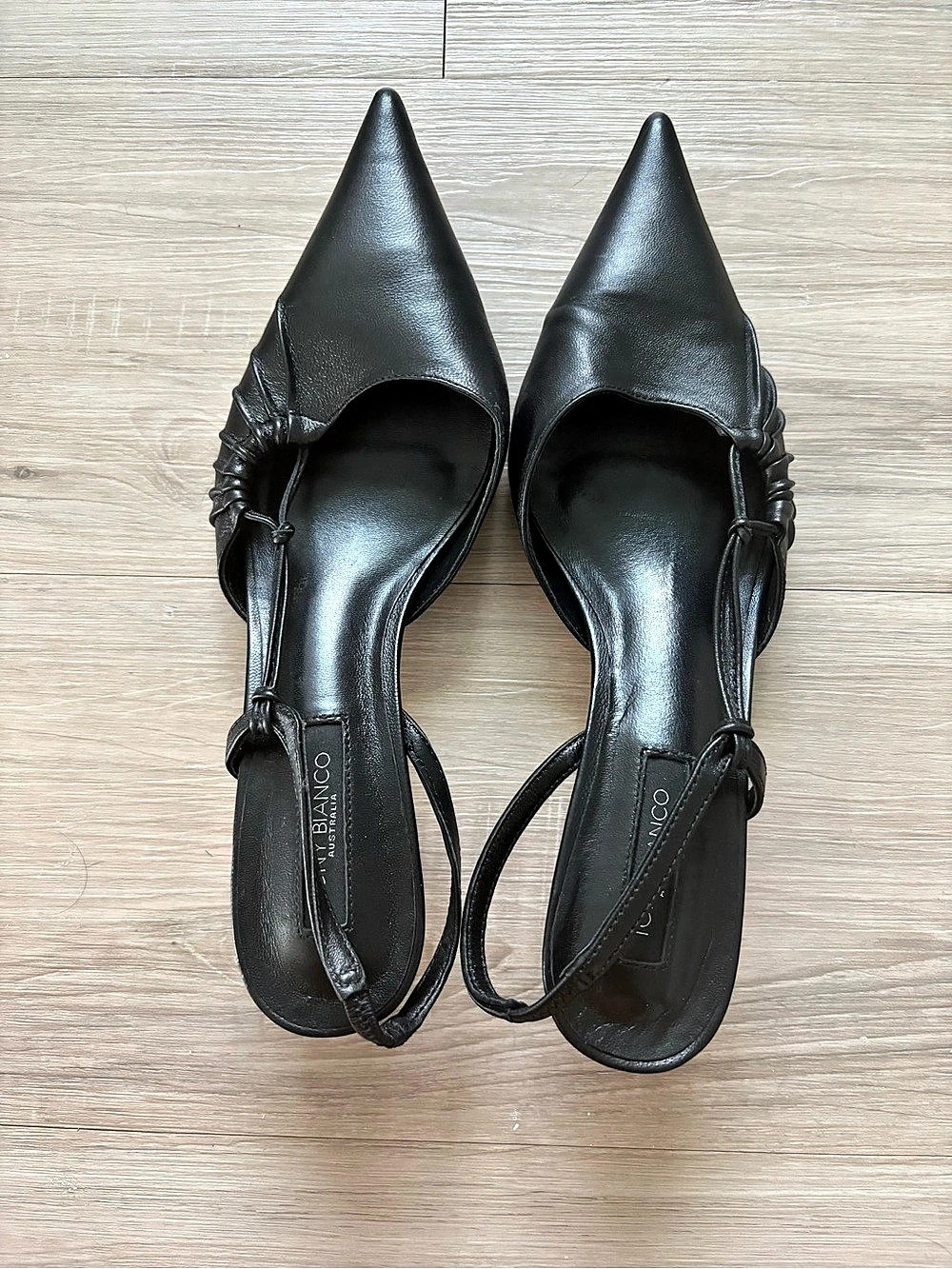 Tony Bianco Kramer Pointed Toe Slingback Heels Leather Black US 8.5